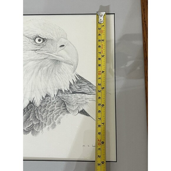 Bald Eagle Pencil Drawing Matted Wood Framed & Signed 18.5x14.25in Frame Size - Picture 9 of 10